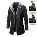 Plush Lapel Leather Jacket Winter Fleece Coat for Men