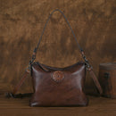 Vintage Womens Full-grain Leather Crossbody Bag