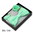 Mens Bow Tie, Pocket Square, And Brooch Gift Set