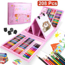 208PCS Kids Art Kit – Easel, Crayons, Pencils & Markers in Storage Box