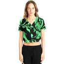 Slime in the Dark Green and Black Oil Spill Cropped Baseball Jersey