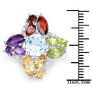 6.13 Carat Genuine Multi Stones .925 Sterling Silver Ring