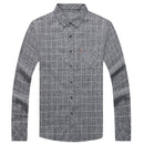 Linen-like Plaid Long-sleeved Shirt For Middle-aged Men