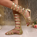 High Flat Belt Buckle Boots Roman Fish Mouth Sandal Boots