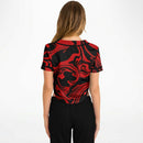 Red and Black Slime Oil Spill Cropped Baseball Jersey