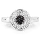 0.20 Carat Genuine Black Diamond and White Diamond .925 Sterling Silver Ring