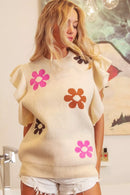 BiBi Flower Printed Ruffled Sleeves Top