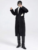 Fake Two-piece Hollow-out Long Wool Coat