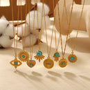 Turquoise Pendant Blue Diamond Necklace