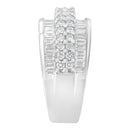 14K White Gold Round and Baguette Diamond Ring (1 1/2 Cttw, F-G Color, SI1-SI2 Clarity) - Size 6-3/4