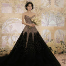 Black Wedding New Bride Big Train Main Yarn Dress