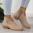 V Cut Chelsea Women's Chunky Heel Pointed Ankle Boots