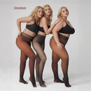 Plus-size Black Sheer Fleece-lined Leggings
