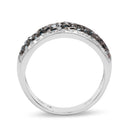 0.80 Carat Genuine Blue Diamond and White Diamond .925 Sterling Silver Ring
