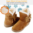 Women Ladies Snow Boots Super Soft Fabric Mid-Calf Winter Shoes Thickened Plush Warm Lining Shoes w/ Anti-slip Rubber Base Bowknot