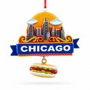 Chicago Skyline Hot Dog Resin Christmas Ornament