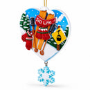 Ski Life Heart Shape Resin Christmas Ornament