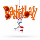 Basketball Word with Shoe and Hoop Resin Christmas Ornament