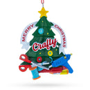 Crafty Tree with Scissors and Glue Gun Resin Christmas Ornament