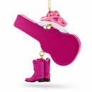 Pink Cowgirl Hat Country Music Guitar with Boots Resin Christmas Ornament