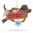 Western Cowboy Hat Sheriff Badge Resin Christmas Ornament