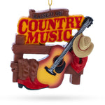 Raised on Country Music Fan Guitar Hat Boots Resin Christmas Ornament