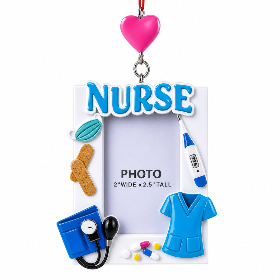 Nurse Medical Picture Frame Resin Christmas Ornament