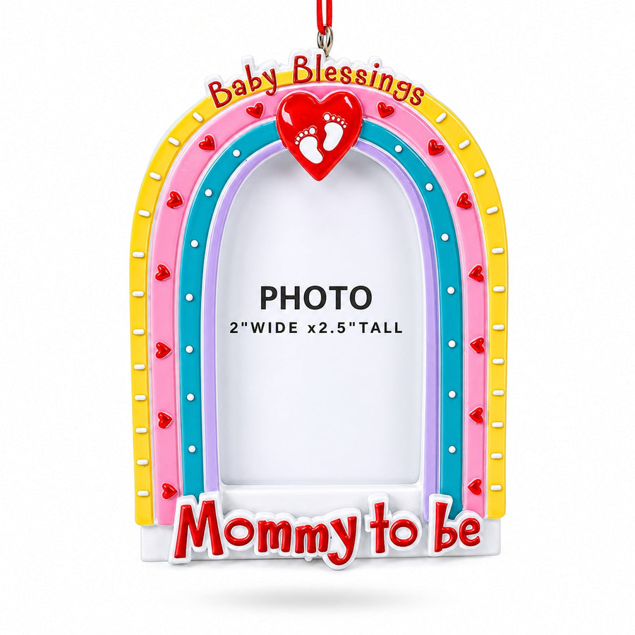 Mommy To Be Rainbow Picture Frame Resin Christmas Ornament