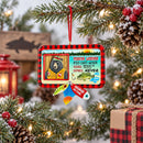 Bear's Fishing License With Lures Resin Christmas Ornament