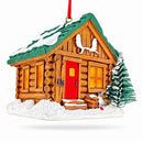 Winter Log Cabin Pine Tree And Antlers Resin Christmas Ornament
