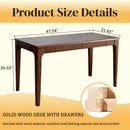 Solid Wood Desk with Drawers for Home Office