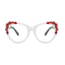 Rimless Floral-patterned Rhinestone Tortoiseshell-frame Sunglasses