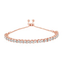10K Yellow Gold over .925 Sterling Silver 1/4 Cttw Miracle-Set Diamond 4â€-10â€ Adjustable Bolo Tennis Bracelet (I-J Color, I3 Clarity)