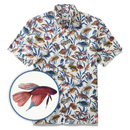 Men's Fish Shirt Button Down Tropical Hawaiian Shirts For Men Short Sleeve Aloha Shirt Nature Collector By Amy