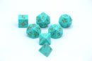 Turquoise with Silver Solid Metal Barbarian Dice Set