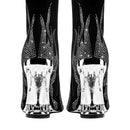 Rhinestone Flame Stretch Boots Tiger Tooth Heel