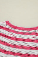 Stripe Hollowed Knit Sleeveless Sweater Dress