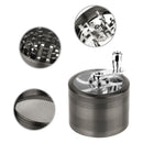 Herb Spice Tobacco Grinder 2.5-inch 4-Piece Zinc Alloy Hand Crank Crusher Kitchen Mill with Pollen Scraper