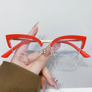 Stylish Large Frame Metal Lower Half Metal Plain Glasses