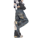 Womens American-style Distressed Wide-leg Jeans