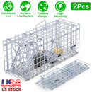 2Pcs Foldable Rat Trap Cage Humane Live Rodent Trap Cage Galvanized Iron Mice Mouse Control Bait Catch with Detachable L Shaped Rod For Kitchen Garden