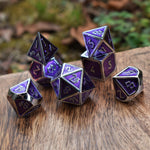 Elder Runes Purple And Silver Metal Dice Set