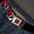 Harley Quinn Diamond Full Color Black Red Seatbelt Belt - HARLEY QUINN Bomb Poses/Suits Black/Purple/Red Webbing