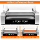 Stainless Steel 11-Roller Hot Dog Cooker, Holds 30 Hot Dogs