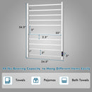 10 Bar Towel Warmer Wall Mounted Electric Heated Towel Rack with Built-in Timer-Silver