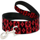 Dog Leash - Harley Quinn Diamond Blocks Red/Black Black/Red