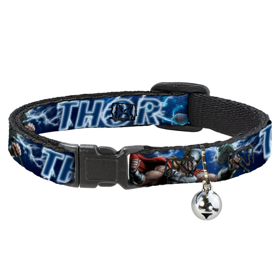 Cat Collar Breakaway - Avengers THOR Hammer Action Pose Galaxy Blues White