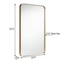 32 Inch x 20 Inch Metal Frame Wall-Mounted Rectangle Mirror