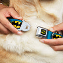 Batman Full Color Black Yellow Seatbelt Buckle Collar - Bat Signal-3 Blue/Black/Yellow