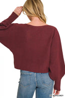 Zenana Boat Neck Balloon Sleeve Sweater